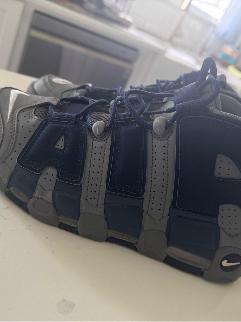 Nike Air More Uptempo Navy and Gray Retro Sneakers